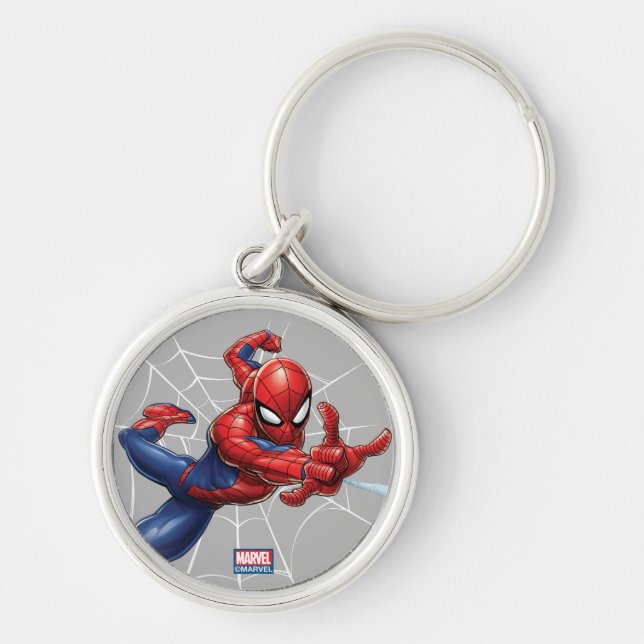 Porte-clés Spider-Man | Motif d'art de caractères géométrique (Devant)
