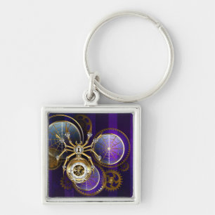 Porte-clés Spider Steampunk sur Arrière - plan pourpre