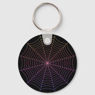 Porte-clés Spider web noir violet orange motif Halloween