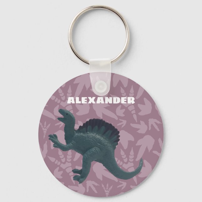 Porte-clés Spinosaurus Toy Dinosaur Turquoise et violet (Recto)