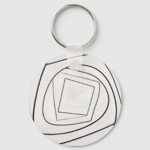 Porte-clés Spirale Carrée Abstraite Noir Blanc