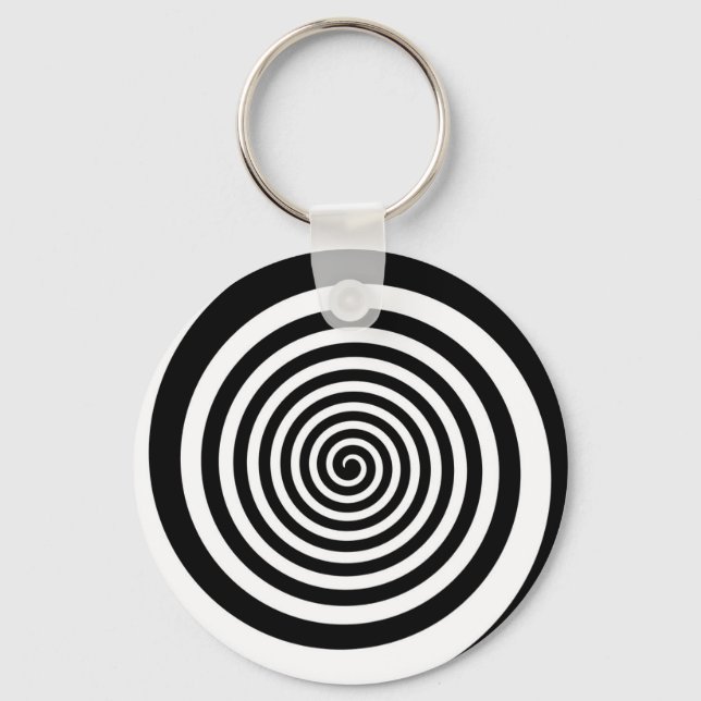 Porte-clés Spirale hypnotique noire et blanche (Recto)