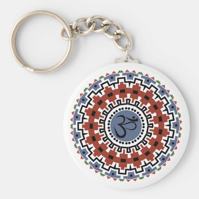 Porte-clés Spirituel Mandala Yoga Om Rust Blue Kaleidoscope (Devant)