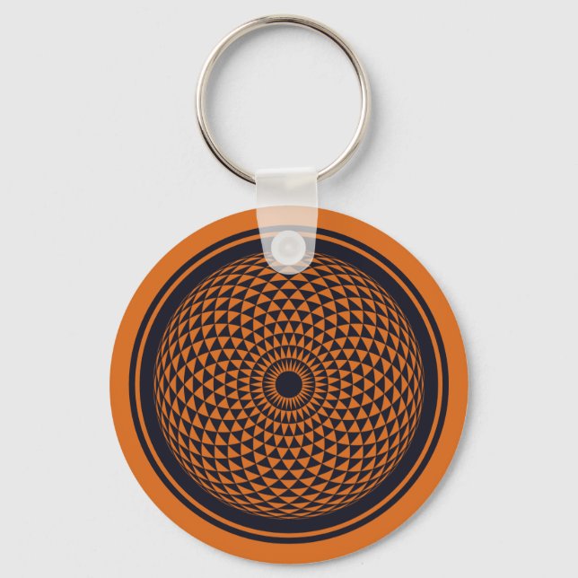 Porte-clés Spirituel Orange Grey Mandala Géométrique Ke Géomé (Recto)