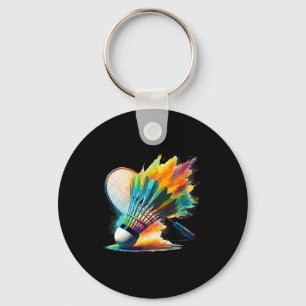 Porte-clés Splash Art Badminton Joueur Navette Racket Sports