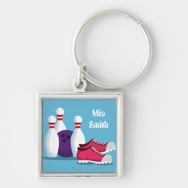Porte-clés Sport moderne de bowling à dix broches (Devant)