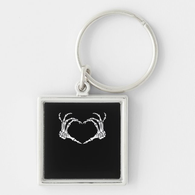 Porte-clés Squelette Coeur main Signer Costume Drôle Hallowee (Devant)