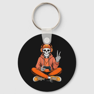 Porte-clés Squelette de joueur vidéo de jeux Halloween garçon