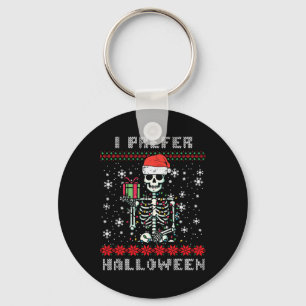 Porte-clés Squelette de Noël Je Préfère Halloween Vilains Noë