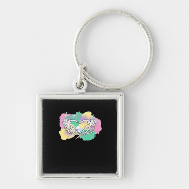 Porte-clés Squelette Mains Coeur Avec Backgr Abstrait Couleur (Devant)