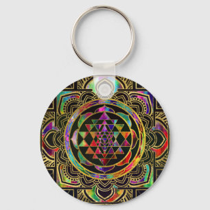 Porte-clés Sri encadré par or coloré Yantra Sri Chakra