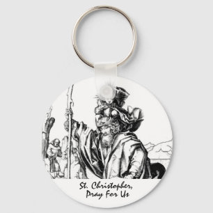 Porte-clés St. Christopher Pray For Us Vintage Medieval Art