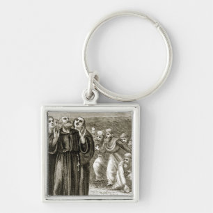 Porte-clés St Columba chantant, et attaqué par les druides,
