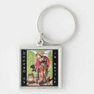 Porte-clés ST. MICHAEL, DRAGON ET JUSTICE, vert rouge brun