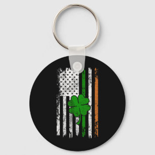 Porte-clés St Patrick Day Drapeau irlandais américain Retro S