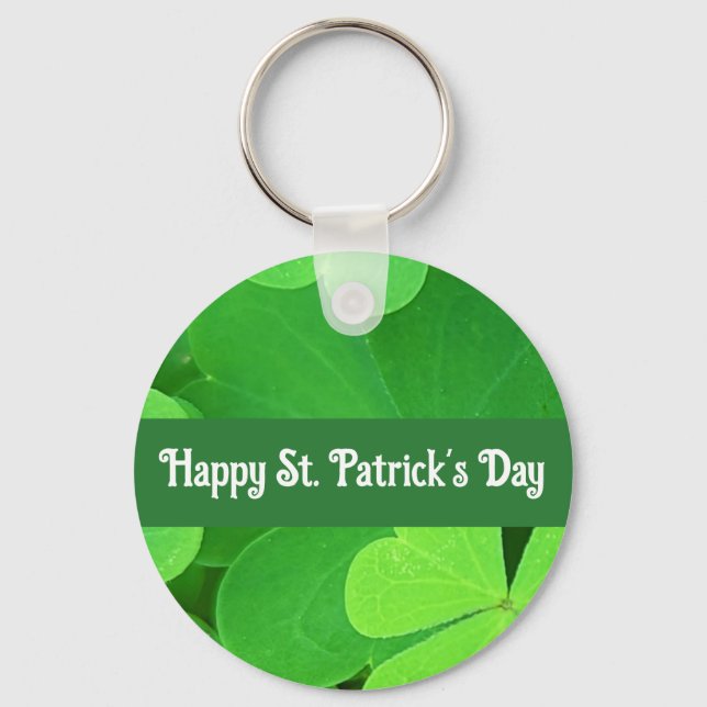 Porte-clés St. Patrick's Day Verts Trèfles et Trèfles      (Recto)