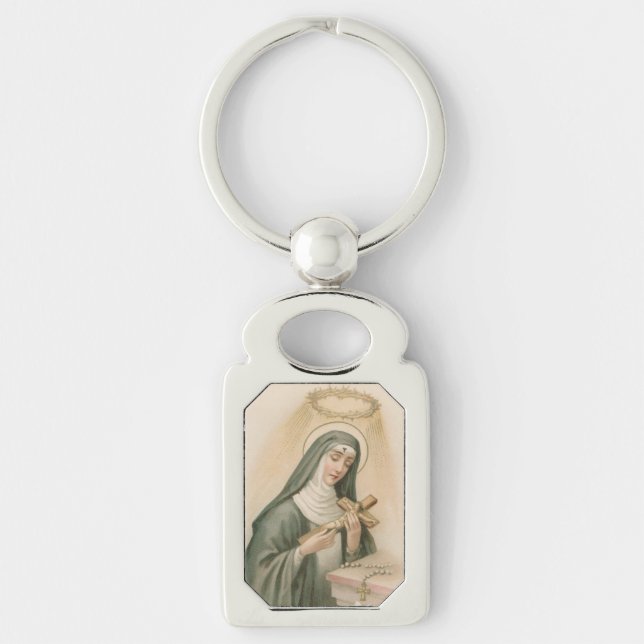 Porte-clés St. Rita de Cascia (M 015) Métal rectangulaire (Devant)
