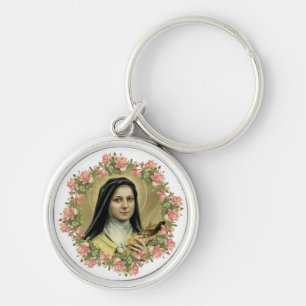 Porte-clés St. Thérèse le petit rosier rose Fleur Roses Cruci