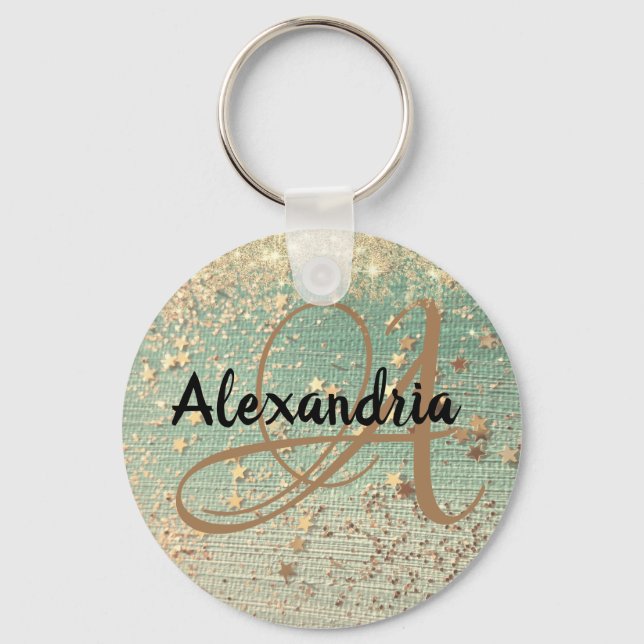 Porte-clés Stardust or sur Sea Green (Recto)