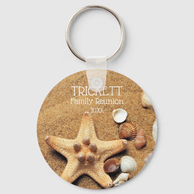 Porte-clés Starfish Et Seashells Beach Reunion Famille (Recto)