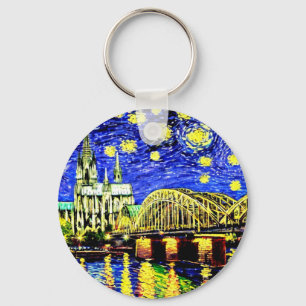 Porte-clés Starry Night Cologne Allemagne Cathedral Trucker C