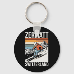 Porte-clés Station de ski rétro Zermatt Suisse