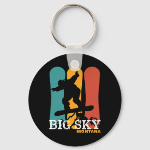 Porte-clés Station vintage de snowboard Big Sky Montana
