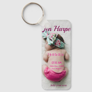 Porte-clés Statistiques de naissance de bébé ajoutent un nom