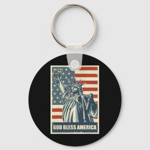 Porte-clés Statue de la Liberté Dieu bénisse l'Amérique 4 jui