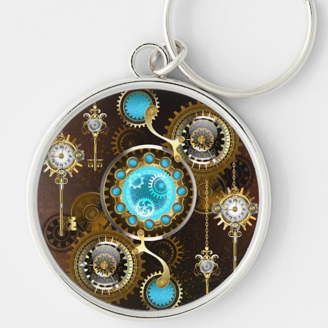 Porte-clés Steampunk Arrière - plan rouillé avec des lentille (Devant)
