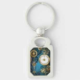 Porte-clés Steampunk Arrière - plan turquoise avec Gears