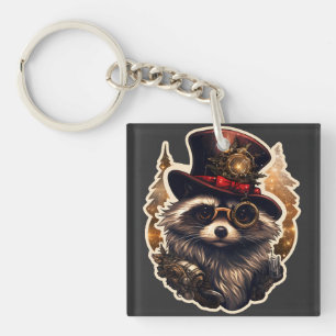 Porte-clés Steampunk Christmas Raccoon