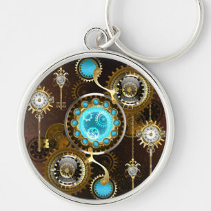 Porte-clés Steampunk Rusty Background with Turquoise Lenses