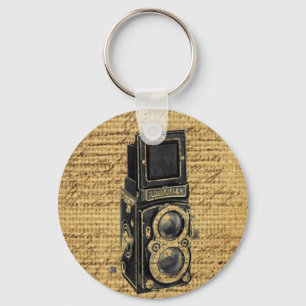 Porte-clés steampunk scripts vintages burlap caméra antique