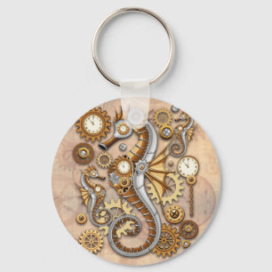 Porte-clés Steampunk Seahorse Vintage Surreal Art