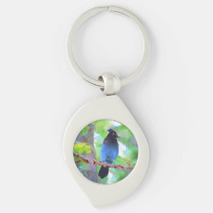 Porte-clés Steller's Jay Painting - Art original pour oiseaux