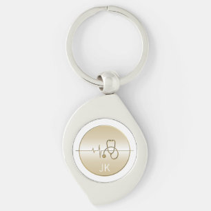 Porte-clés Stéthoscope Médical Or Monogrammé Battement de Coe