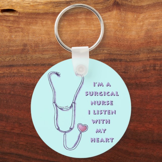 Porte-clés Stéthoscope Surgical Nurse custom name keychain (Recto)