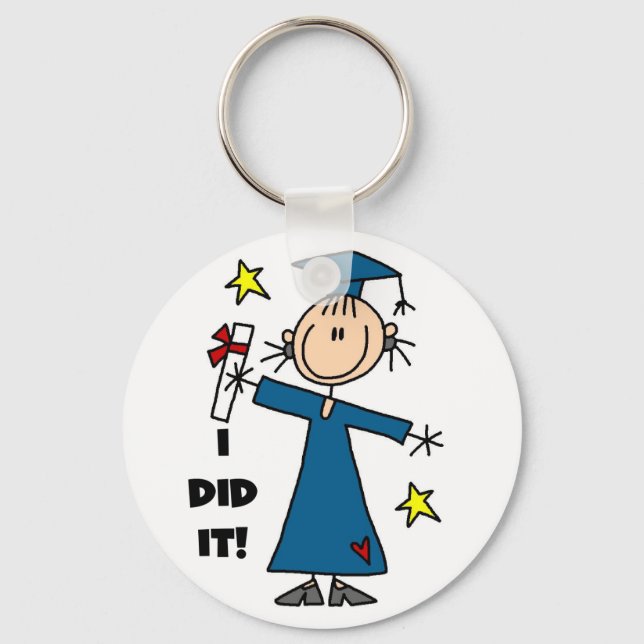 Porte-clés Stick Figure Girl Graduate T-shirts et cadeaux (Recto)