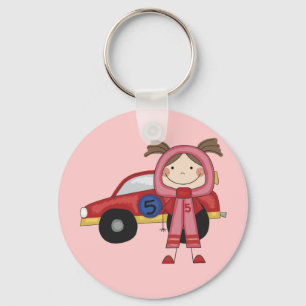 Porte-clés Stick Figure Girl Race Car Driver Tshirts
