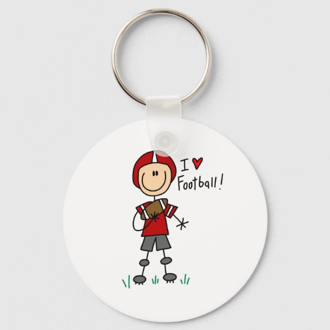 Porte-clés Stick Figure I Love Football T-shirts et cadeaux (Recto)