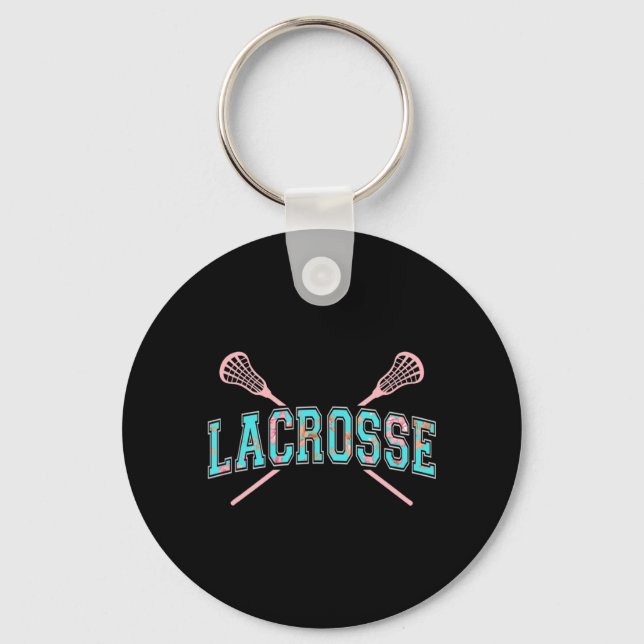 Porte-clés Sticks croisés de crosse florale LAX Girly Turquoi (Recto)