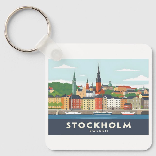Porte-clés Stockholm Suède Gamla Stan Pastel Travel (Recto)