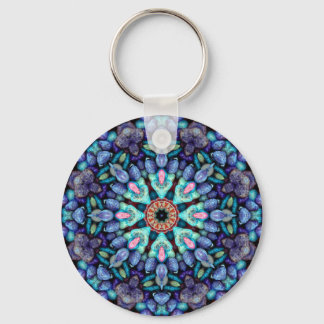 Porte-clés Stone Wonder Vintage Bleu Fractal Kaleidoscope