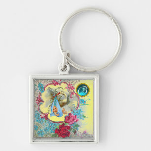 PORTE-CLÉS STORK BABY BOY SHOWER GEM MONOGRAM