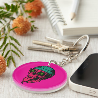 Porte-clés Streetwear Urbain Crâne Rose - Edgey