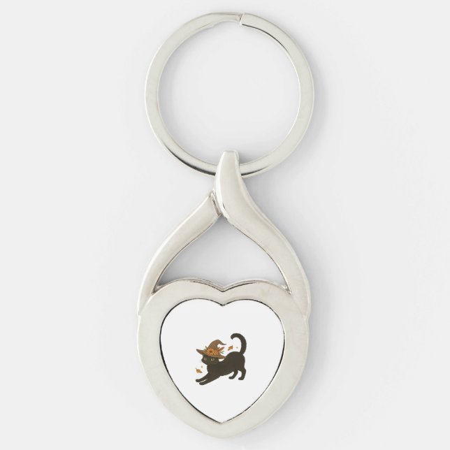 Porte-clés Stretting Chat Noir - Witchy Automne Classique T-S (Devant)