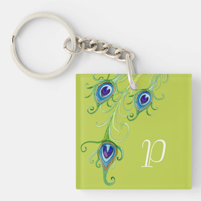 Porte-clés Style Art Déco Nouveau Peacock Feathryl (Devant)