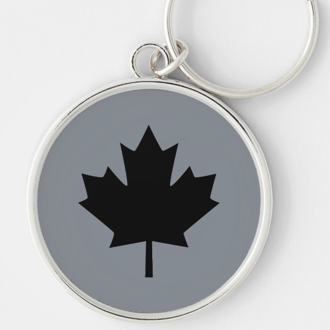 Porte-clés Style canadien de feuille d'érable noire (Devant)