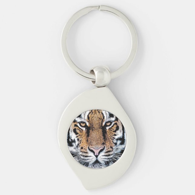 Porte-clés Style de presse graphique Wild Tiger Portrait (Devant)